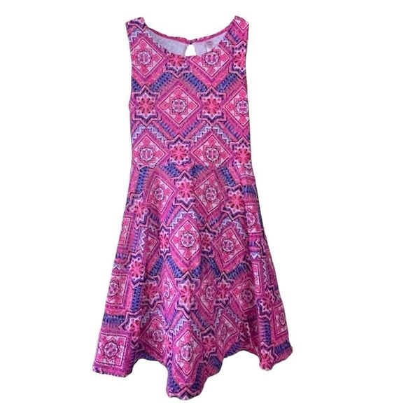 🔥 5 for $30 🔥 Justice Girls Sleeveless Pink Multicolor Dress, Size 12 - Picture 2 of 4